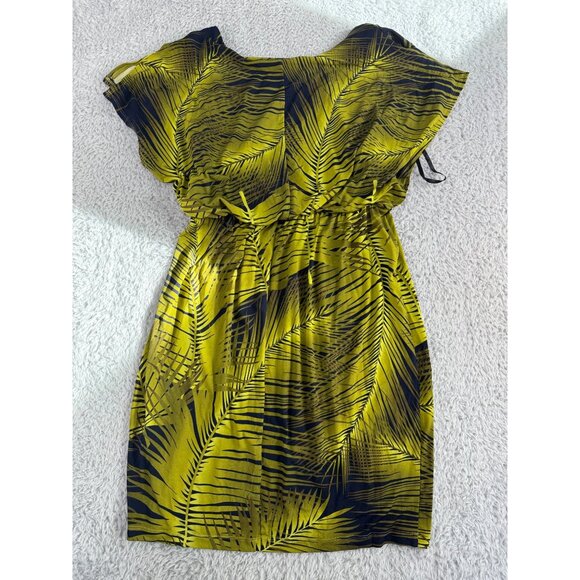 Valerie Bertinelli Womens Leaf Print Dress NWT Size 4 Green & Black Stretchy Wai - Picture 6 of 15